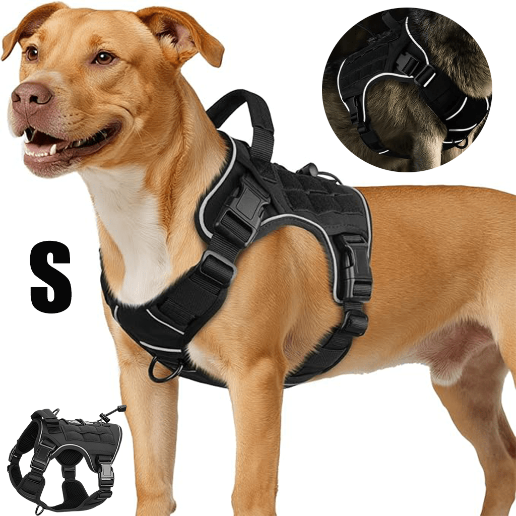 Tactical Dog Harness Vest with Adjustable Reflective Design, Machine Washable Outdoor Walking and Obedience Training Gear in S, M, L and XL