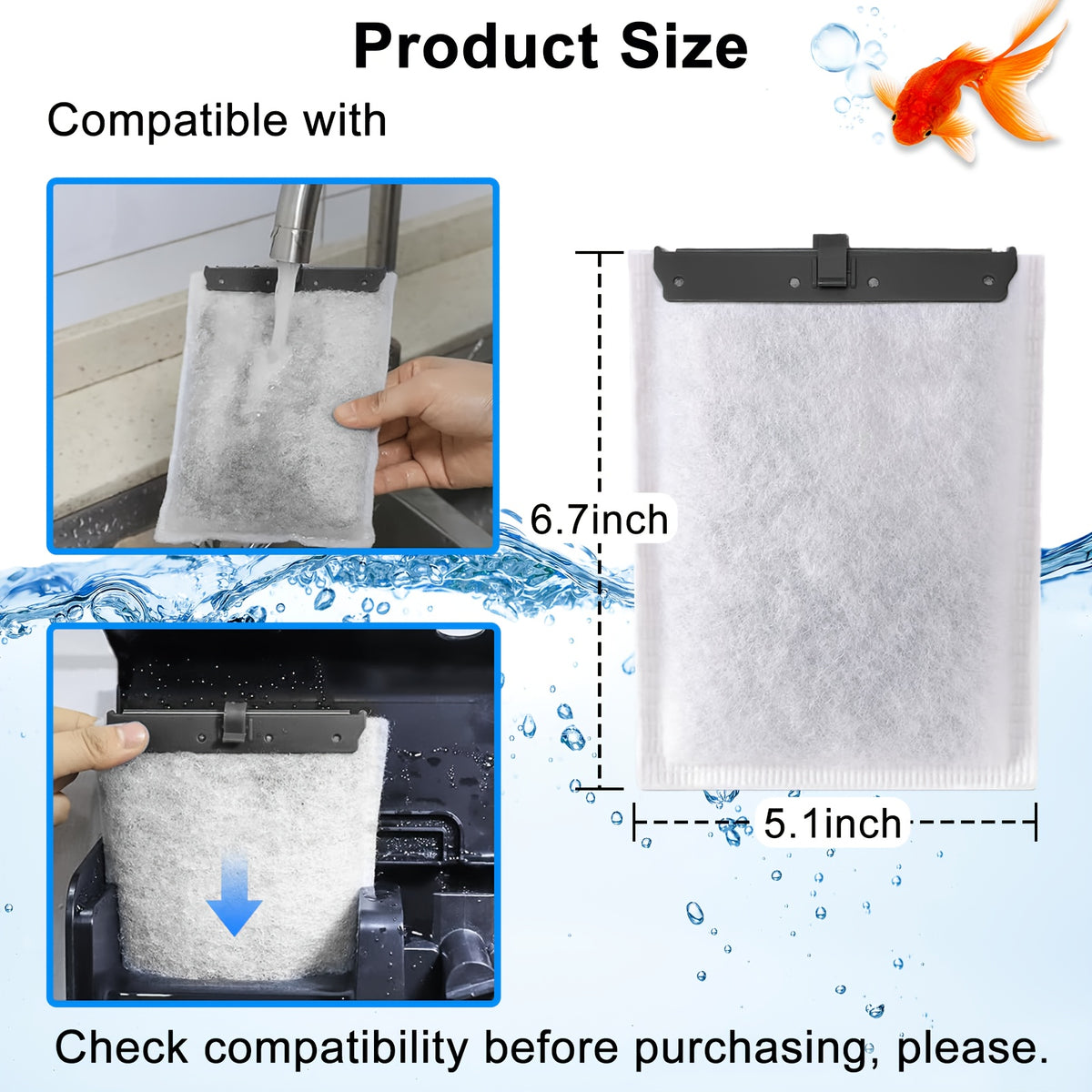 Large Filter Cartridges for Tetra Whisper Bio-Bag, 10 Pack Aquarium Replacement Filters with Activated Carbon for Compatible 20i, 40i, IQ and PF Models