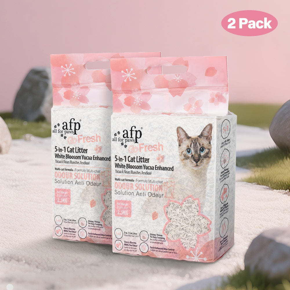 White Blossom Tofu Cat Litter, All For Paws 5-in-1 Yucca-Enhanced Low-Dust Clumping Blend for Indoor Cats, 11 lb, 22 lb or 33 lb Pack Options