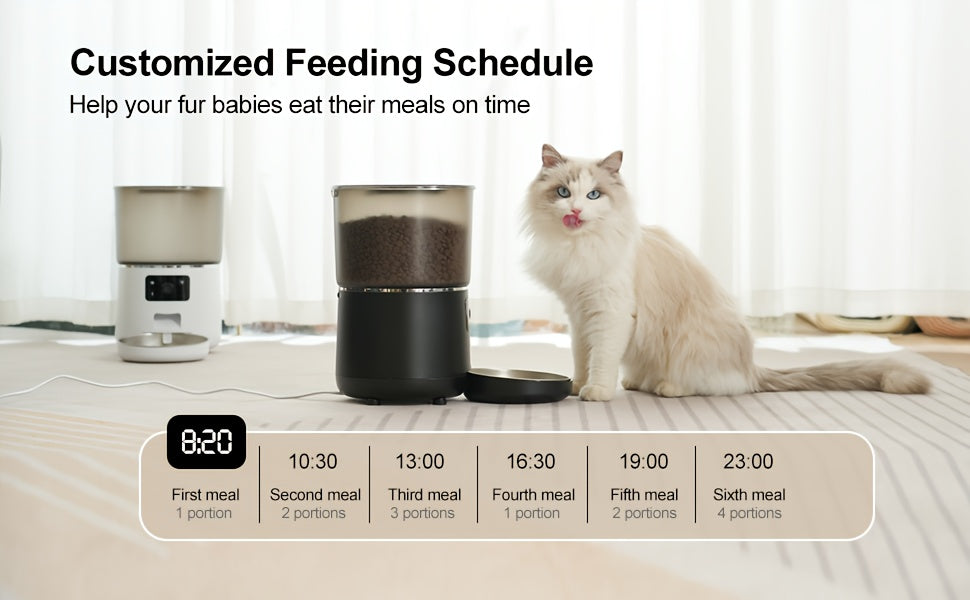 4L Automatic Pet Feeder by NPET, Cat and Dog Food Dispenser with Stainless Steel Bowl, USB or Battery Power and App or Camera Version Options