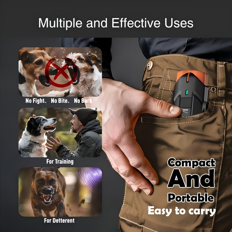 32ft Dog Bark Control Device with LED Flashlight, Black Soundwave Anti-Barking Deterrent for Supervised Dog Training and Owner-Guided Behavior Practice