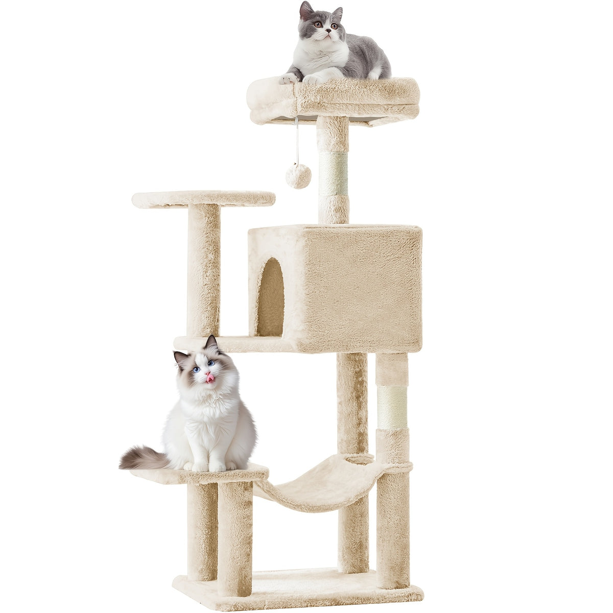 Cat Tree Tower with Condo and Hammock, Sisal Scratching Posts and Perches for Indoor Cats, 44-Inch Colors Plus 44/54-Inch Holiday Options