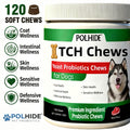 Heart-Shaped Dog Probiotic Chews, 120 Count Meat Flavor Yeast Soft Chews for Everyday Canine Nutritional Supplement and Wellness Routines