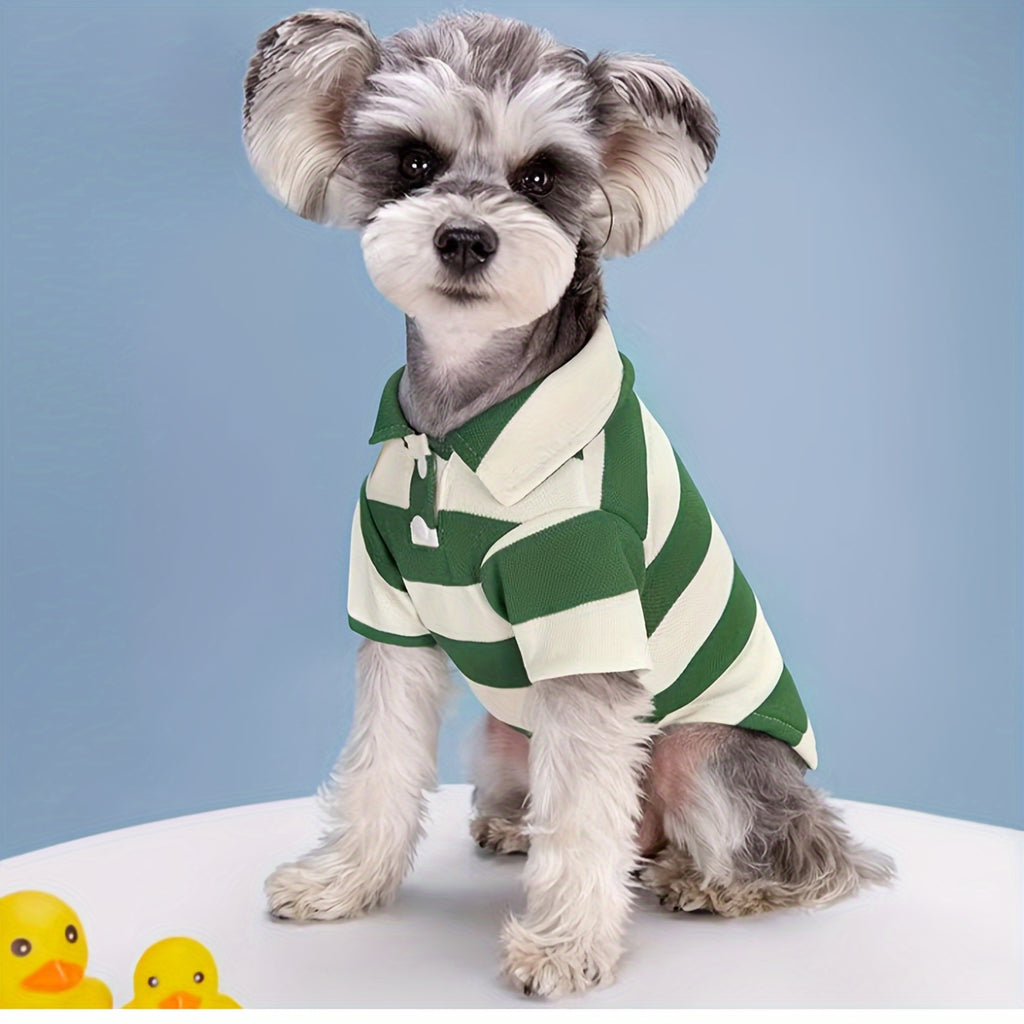 Dog Polo Shirts 5-Piece Striped Pet Clothing Set for Small Dogs and Cats, Red Option in XS to 4XL for Everyday Dress-Up and Puppy Photos