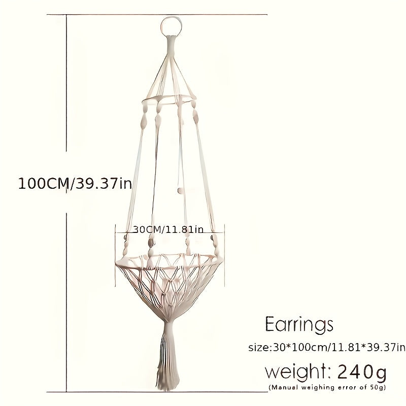 Rope Cat Hammock Hand-Woven Hanging Basket Bed for Indoor Resting, Round Pet Swing Nest in 15.75 or 11.81 Inch Diameter for Lounging