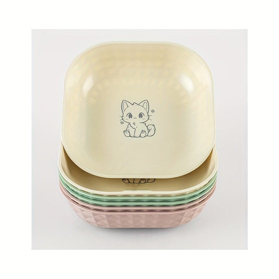 Shallow Cat Bowls 6-Piece Set, Non-Slip Wet Food Plates with Anti-Tip Design for Indoor Cat Feeding Routines, Mixed Random Colors