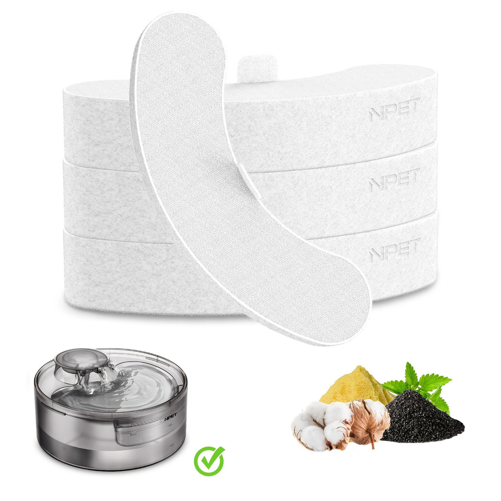 Dog Fountain Filter Refills for NPET DF10 and DF30, Replacement Water Fountain Filters in 12, 20 or 24 Packs for Everyday Pet Drinking Station Care