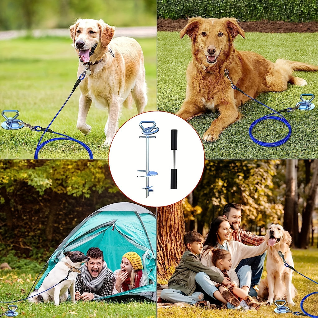 Spiral Dog Tie Out Stake, 13-Inch 304 Stainless Steel Ground Anchor with 360° Swivel for Supervised Backyard and Camping Use, 1 or 2 Sets