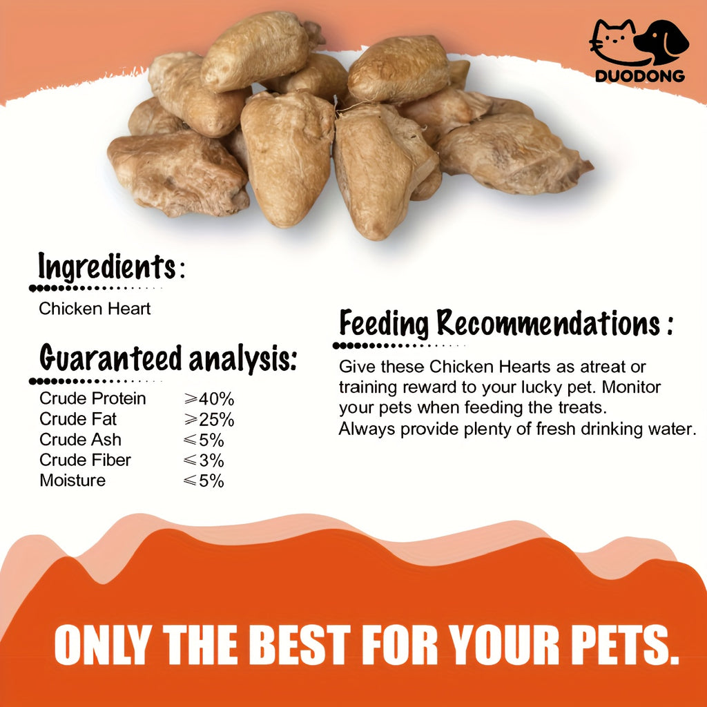 Freeze Dried Chicken Heart Dog Treats, Single Ingredient Grain-Free Raw Snacks for Training Rewards and Food Toppers, 200g or 300g