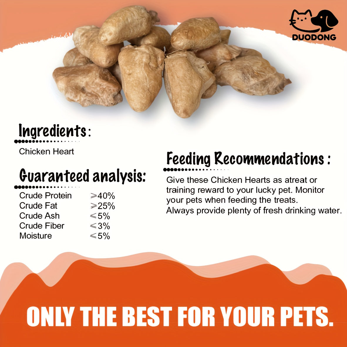 Freeze Dried Chicken Heart Dog Treats, Single Ingredient Grain-Free Raw Snacks for Training Rewards and Food Toppers, 200g or 300g