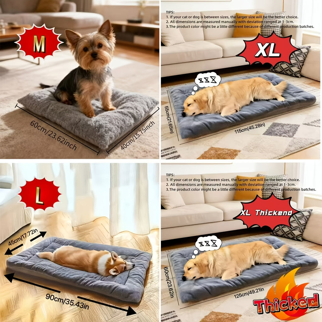 Plush Dog Pad in Gray, Soft Pet Resting Mat with Mini, Large, XLarge and XXL Options up to 70.87 x 35.43 Inches for Cozy Everyday Home Lounging