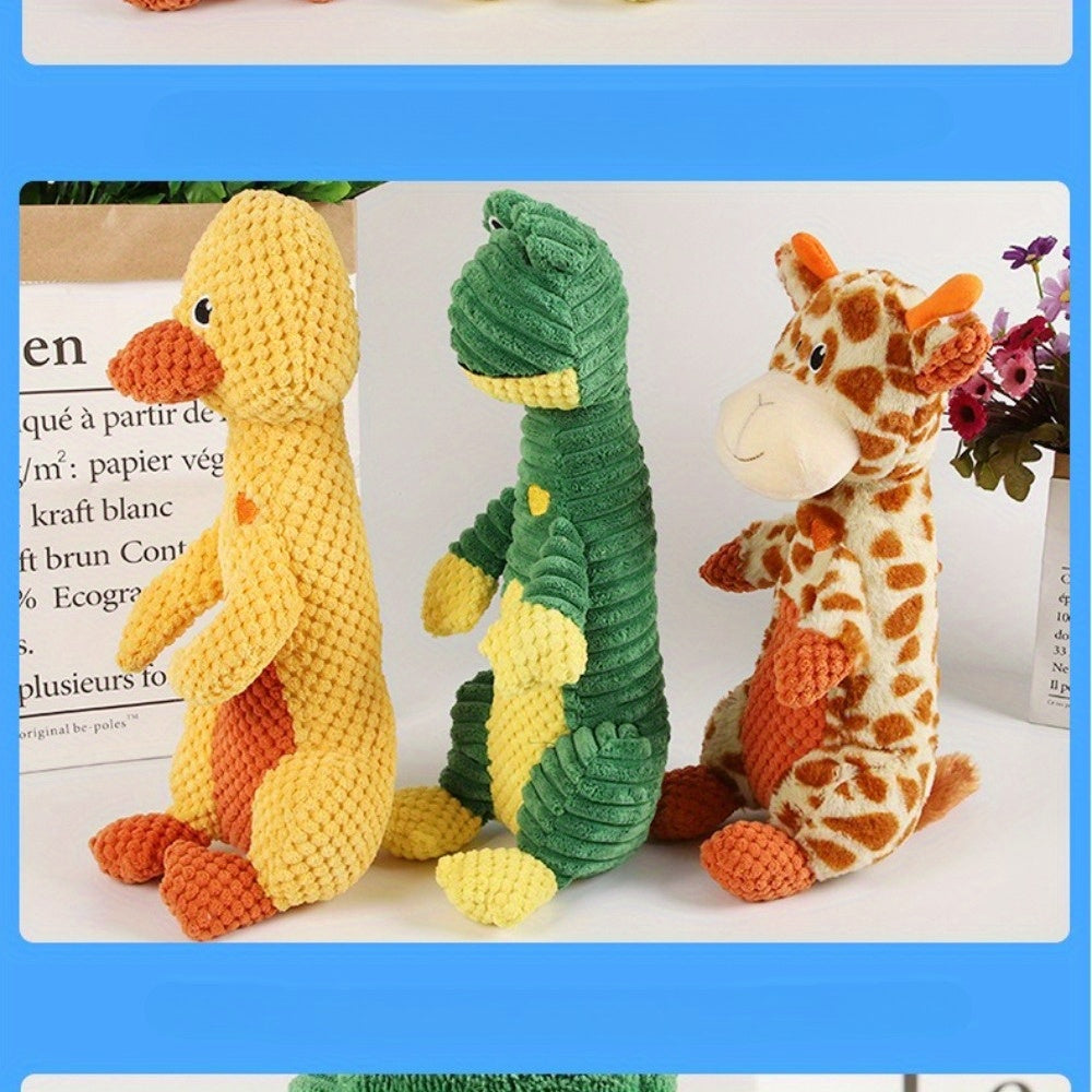 Squeaky Dog Toy with Plush Animal Design for Interactive Tug and Supervised Play, Sweet Heart Duck, Deer or Frog Pet Gift Options