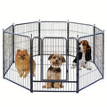 Dog Playpen for RV Camping, Heavy Duty Metal Exercise Fence with 8-Panel 32-Inch or 16-Panel 45-Inch Options for Supervised Dog Play