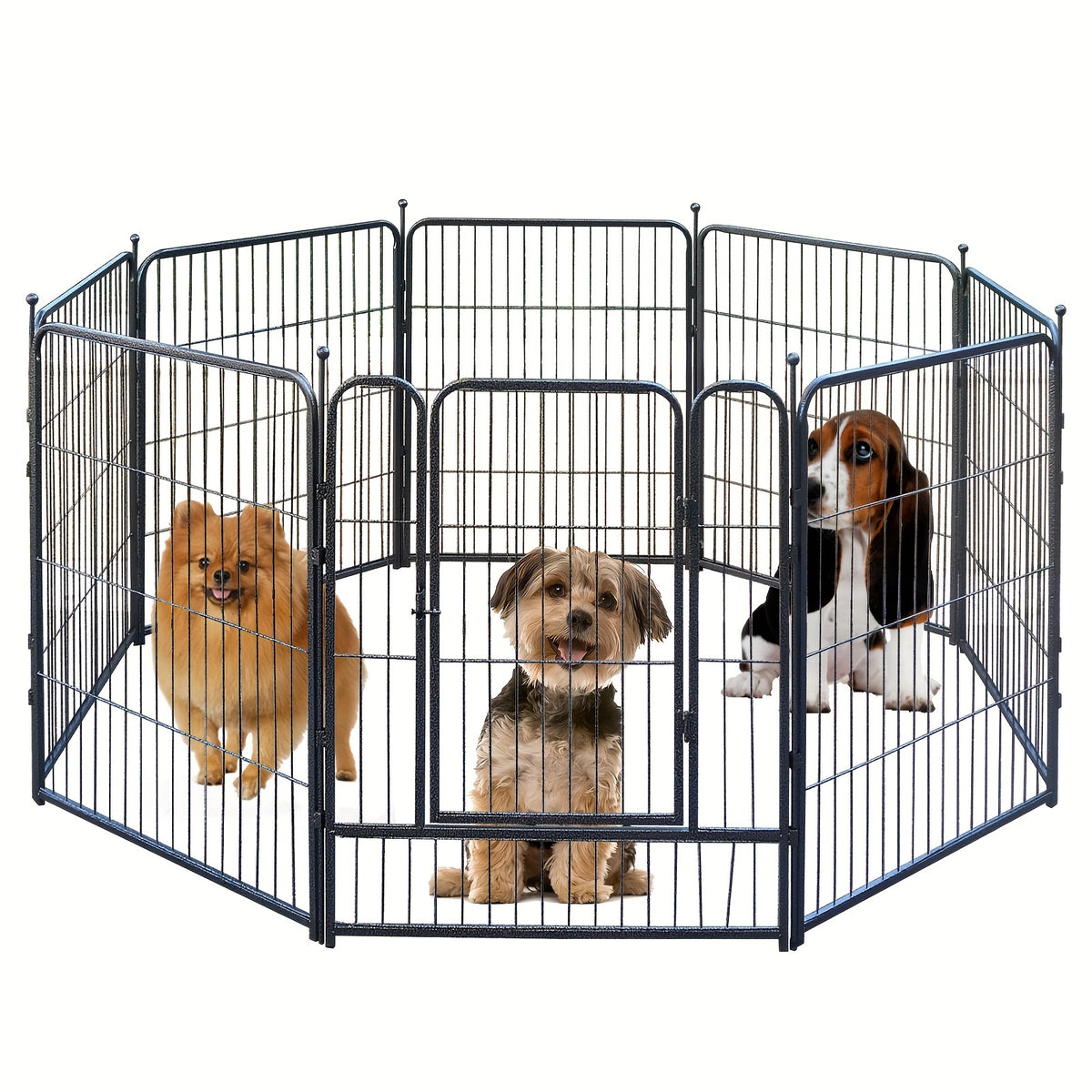 Dog Playpen for RV Camping, Heavy Duty Metal Exercise Fence with 8-Panel 32-Inch or 16-Panel 45-Inch Options for Supervised Dog Play