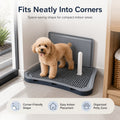 Dog Potty Tray with Tall Splash Guard, 20 x 15.4 Inch Navy Blue Indoor Puppy Toilet with Removable Grate for Small Dog House Training