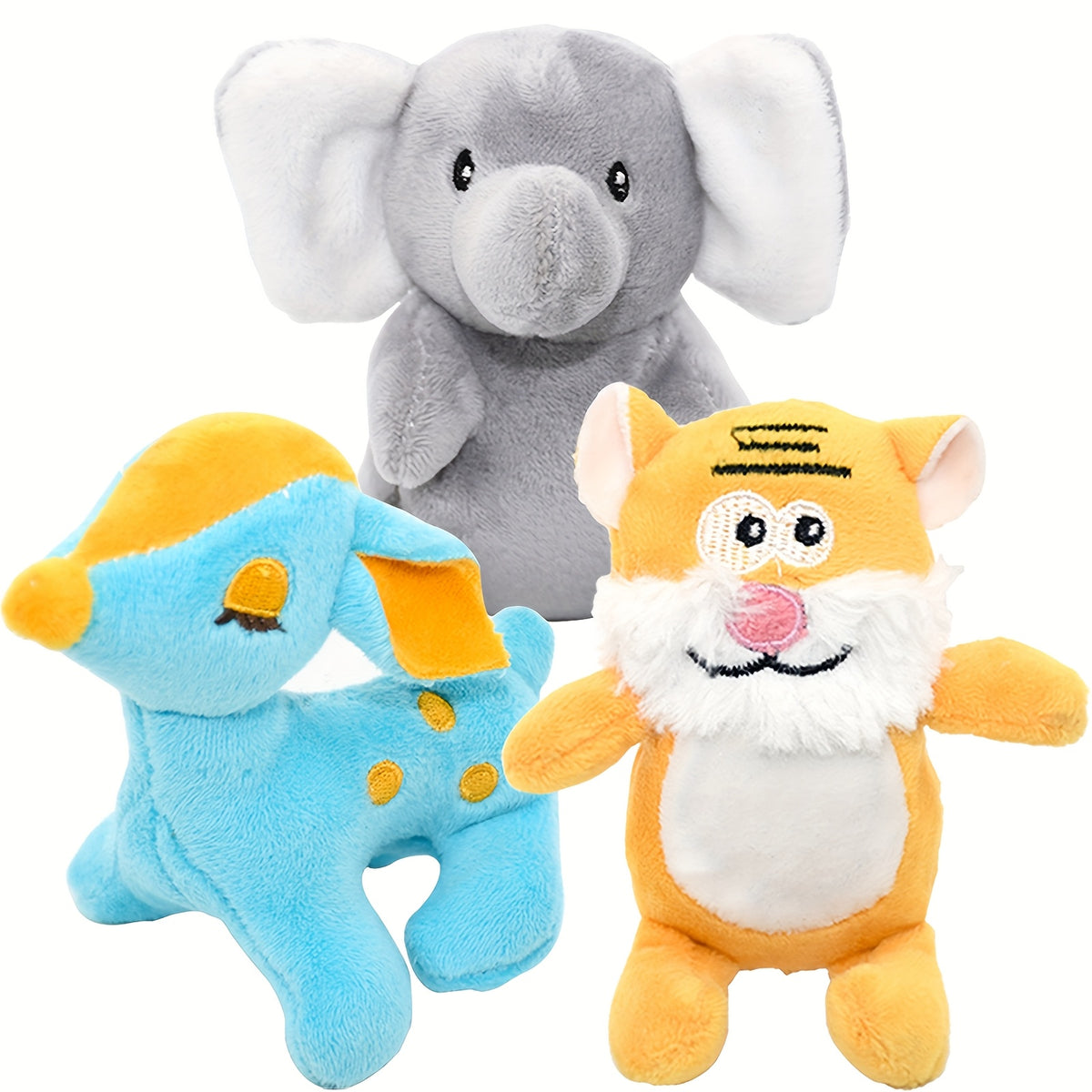 Squeaky Plush Puppy Toy Set 3-Pack, Stuffed Animal Chew Toys for Small to Medium Dogs, Supervised Gentle Play and Everyday Toy Rotation