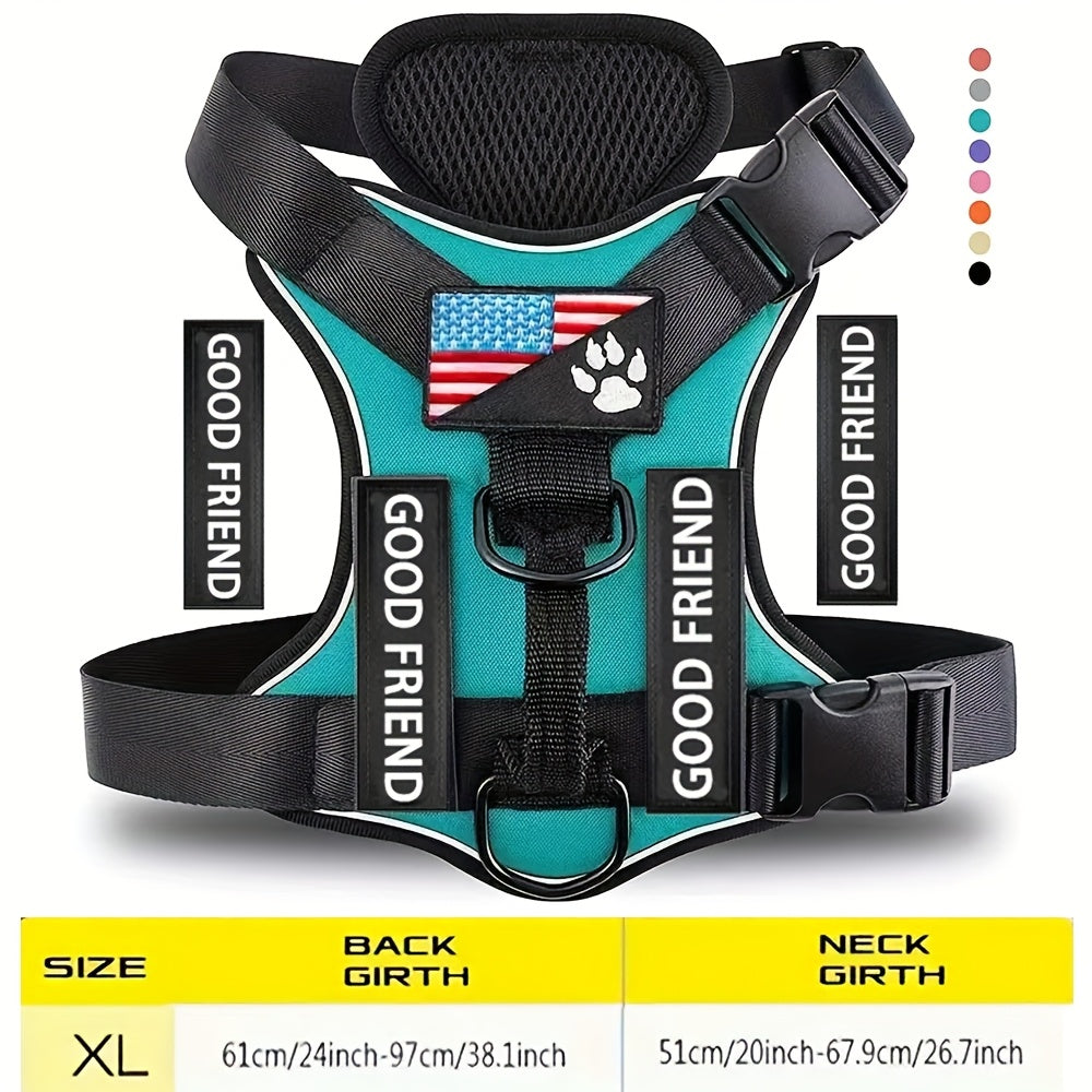Service Dog Harness with 5 Removable Patches, Reflective Adjustable Soft Oxford Dog Vest with Inner Mesh Layer and ID System for Small Medium Large Dogs, Public Access and Mobility Aid Vest for Walking