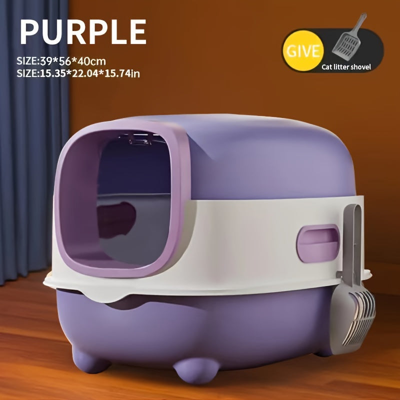 Drawer Cat Litter Box with Enclosed Extra-Large Design, Scoop Included and Splash-Reducing Cover for Easy Everyday Indoor Cat Cleanup