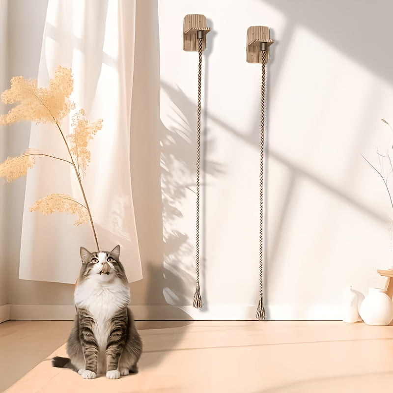 Cat Climbing Rope with Wall Platform, 60 Inch Hemp Rope Wall-Mounted Cat Climber for Indoor Scratching, Vertical Play and Space-Saving Pet Furniture