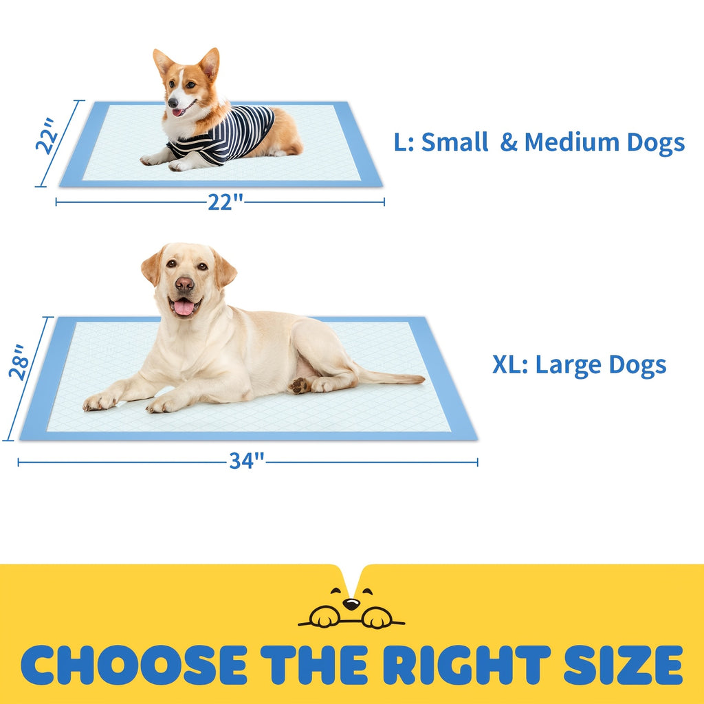 Dog Pee Pads 100 Count with 6-Layer Absorption, Disposable Puppy Potty Training Pads with Odor Control and Leak Protection, 34 x 28 or 22 x 22 Inch