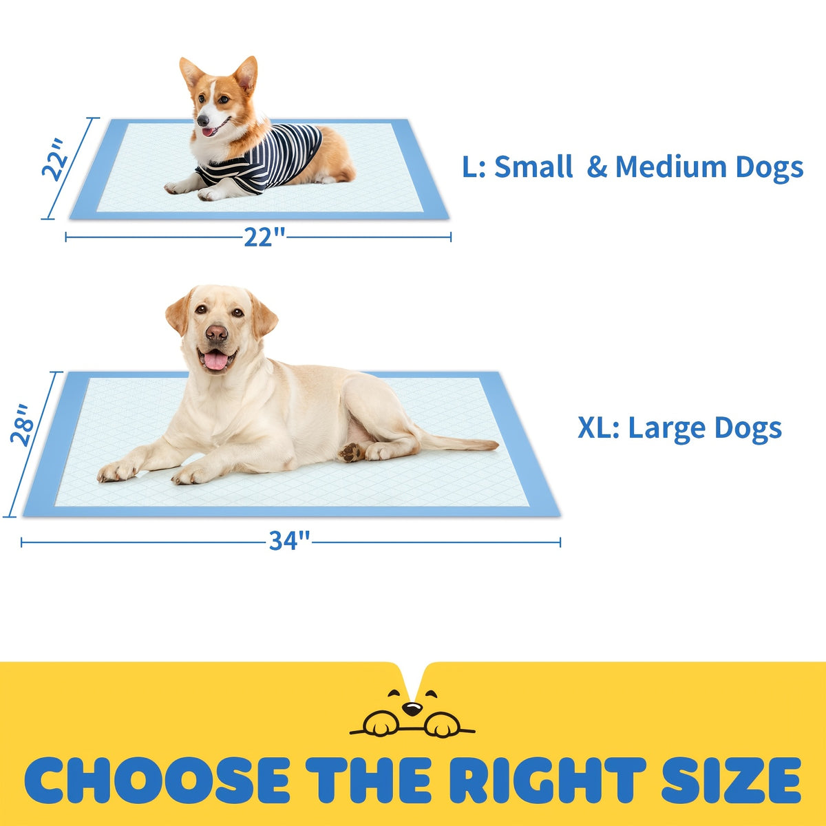 Dog Pee Pads 100 Count with 6-Layer Absorption, Disposable Puppy Potty Training Pads with Odor Control and Leak Protection, 34 x 28 or 22 x 22 Inch