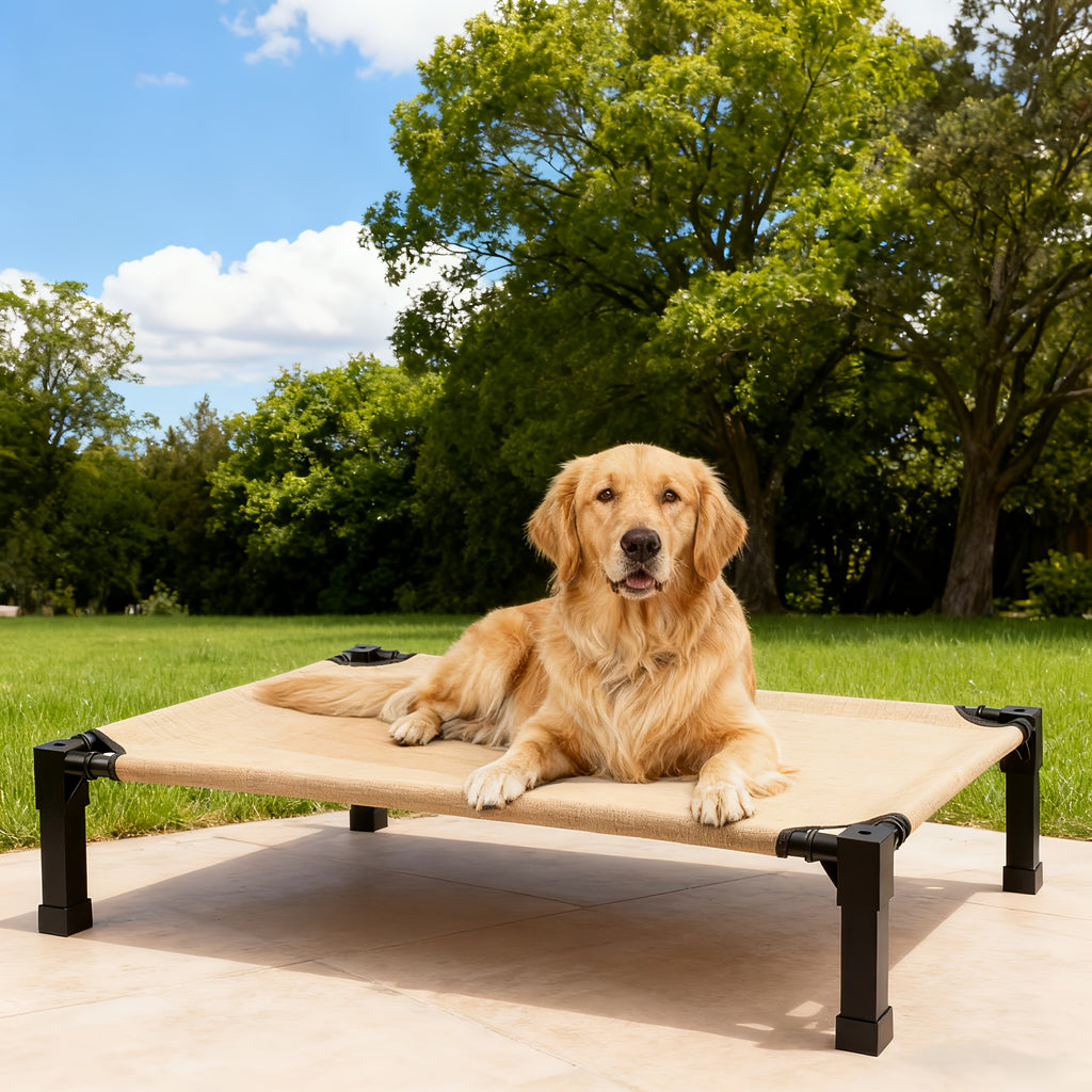 Raised Mesh Dog Bed with Metal Frame and Non-Slip Feet, Washable Breathable Pet Cot in 35 to 60 Inch Sizes for Indoor and Outdoor Lounging