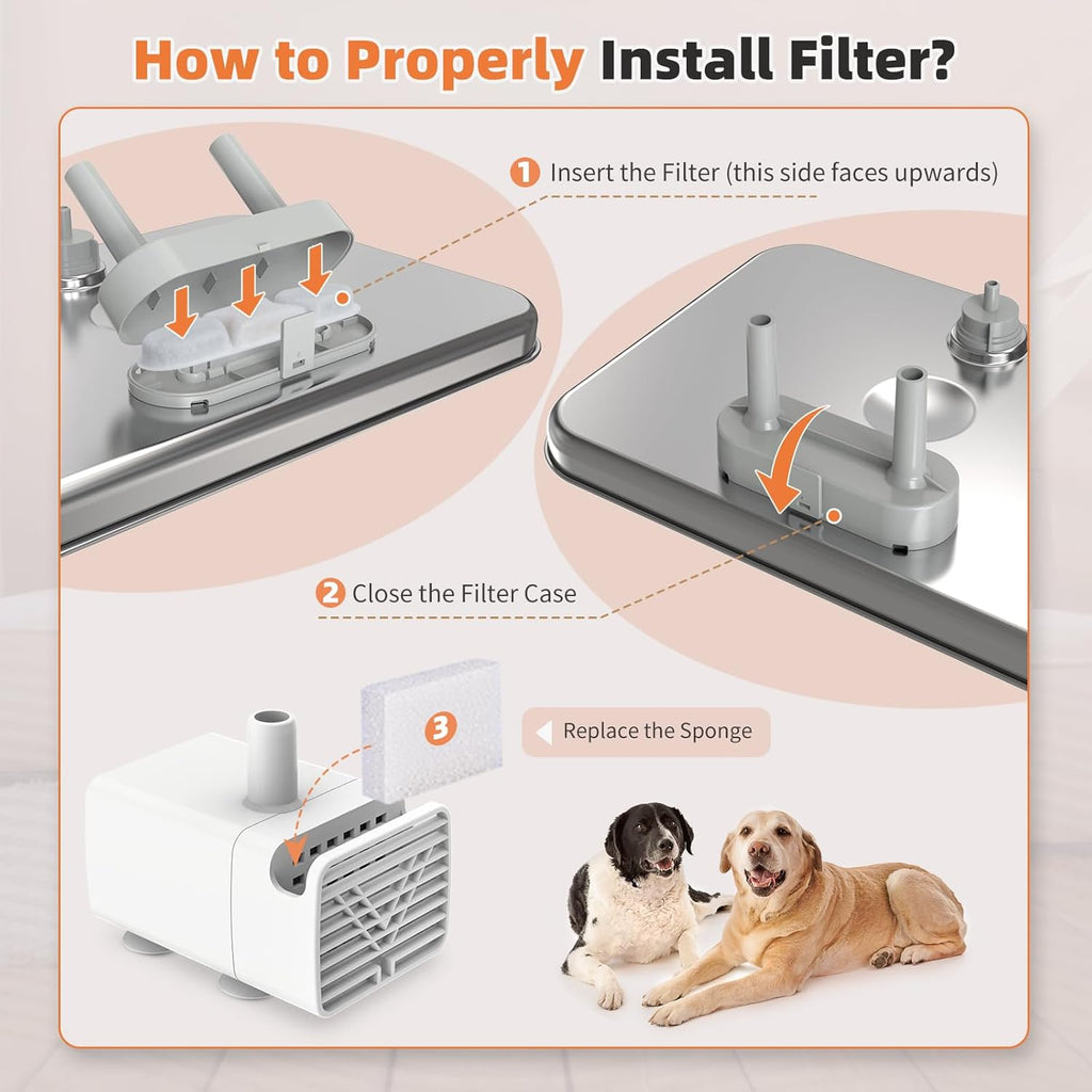 Dog Water Fountain Replacement Filters for IDEAZOOS 7L and 12L Stainless Steel Pet Fountains, 6-Set Refill Pack for Everyday Maintenance