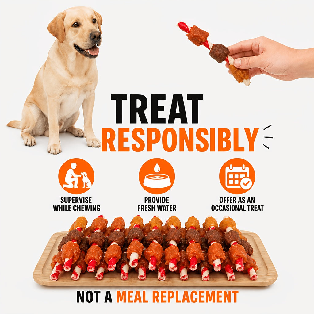 Kabob Dog Chew Treats with Chicken Liver and Duck, Skewer-Style Dog Snacks in 100g or 150g Packs for Supervised Chewing and Everyday Rewards