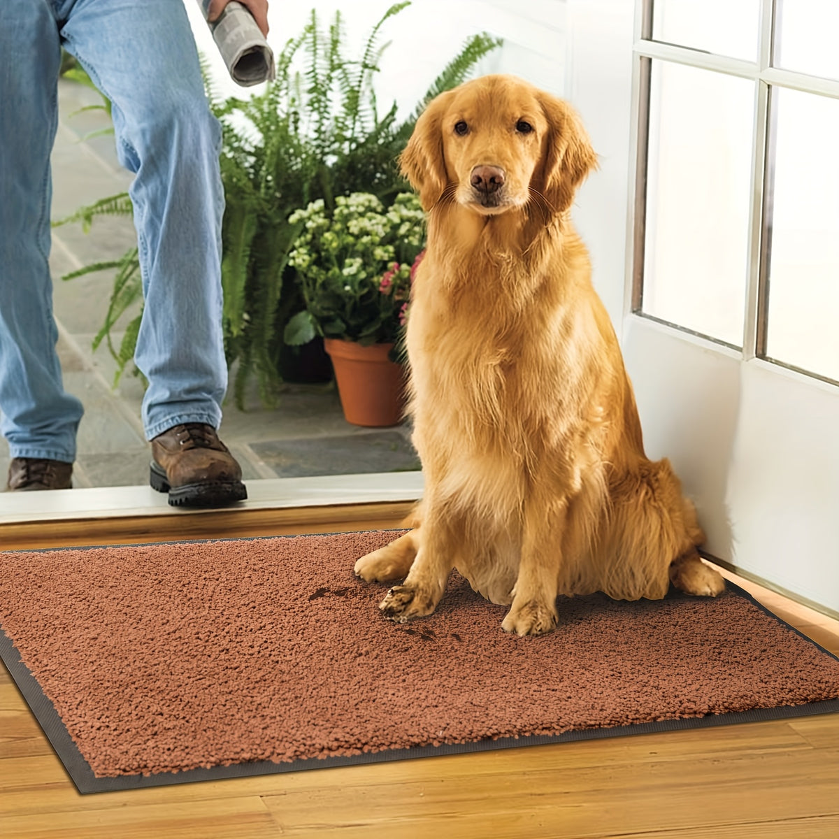 Dog Doormat for Muddy Paws, Absorbent Microfiber Pet Entryway Mat with Non-Slip Backing, Machine Washable Quick-Dry Indoor Rug for Dogs and Cats