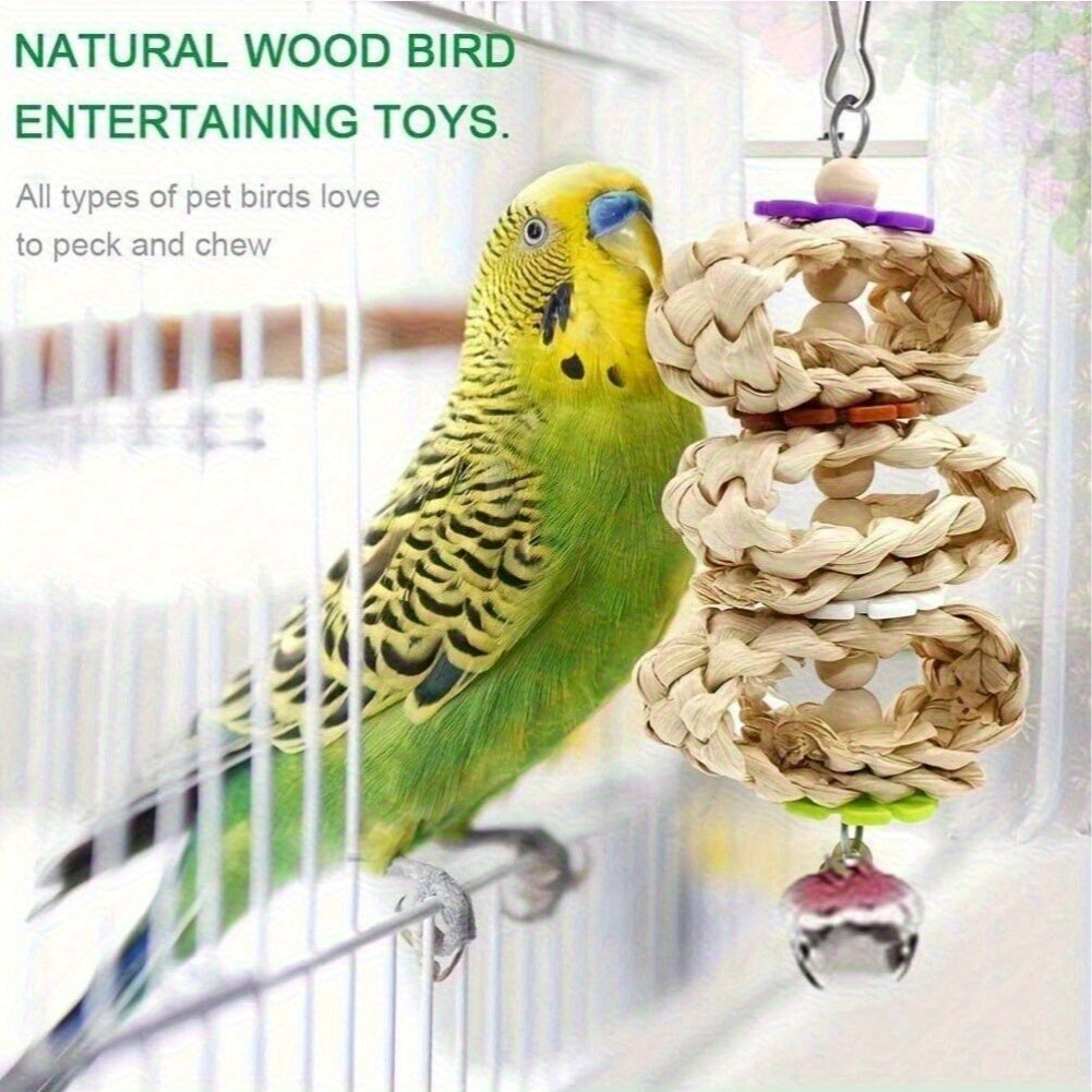 Parrot Cage Toys, 5-Piece Random Bird Swing, Hanging Perch and Climbing Ladder Assortment for Budgies, Parakeets, Cockatiels and Lovebirds