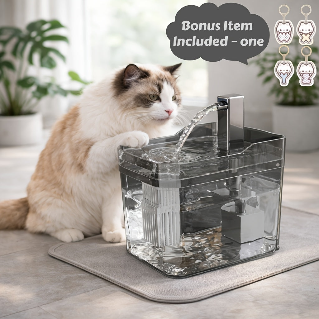 USB Cat Water Fountain with 4-Stage Filtration, Quiet Automatic Circulating Pet Drinking Dispenser for Cats and Dogs with Visible Water Level Window