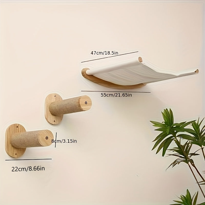 Cat Climbing Steps and Hammock Options for Indoor Cats, Two-Step Platform or Cat Hammock Style for Home Climbing, Perching and Lounging Areas
