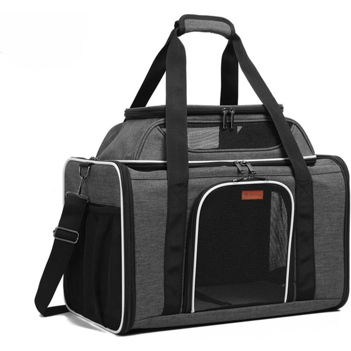 XL Soft-Sided Pet Carrier 19 x 12 x 17 Inch for Cats and Small Dogs up to 25 lbs, Five-Side Mesh Travel Bag with Expandable Top and Removable Mat