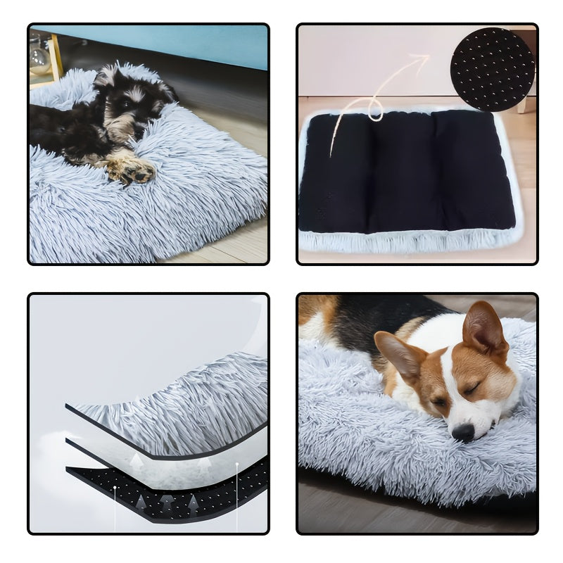 Plush Pet Bed Mat for Dogs and Cats, Light Grey Sleeping Pad in Small 11.8 x 17.7 or XL 23.6 x 35.4 Inch Sizes for Everyday Rest