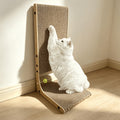 Cat Scratching Board with Toy Balls, 23-Inch L-Shaped Cardboard Scratcher for Indoor Cats, Vertical Stretch and Floor Scratch Pad, 1 or 3 Pieces