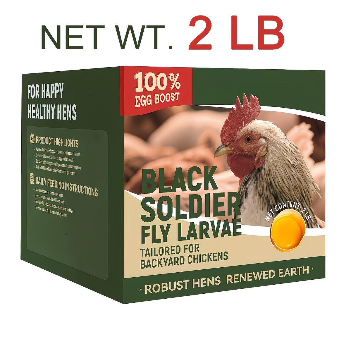 Black Soldier Fly Larvae for Chickens, Dried Insect Treats with 43% Protein and 6% Calcium for Backyard Hens, Ducks and Quail, 2 5 or 10 lb