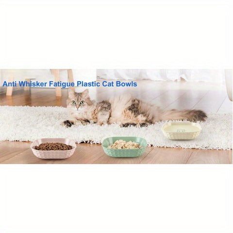 Shallow Cat Bowls 6-Piece Set, Non-Slip Wet Food Plates with Anti-Tip Design for Indoor Cat Feeding Routines, Mixed Random Colors
