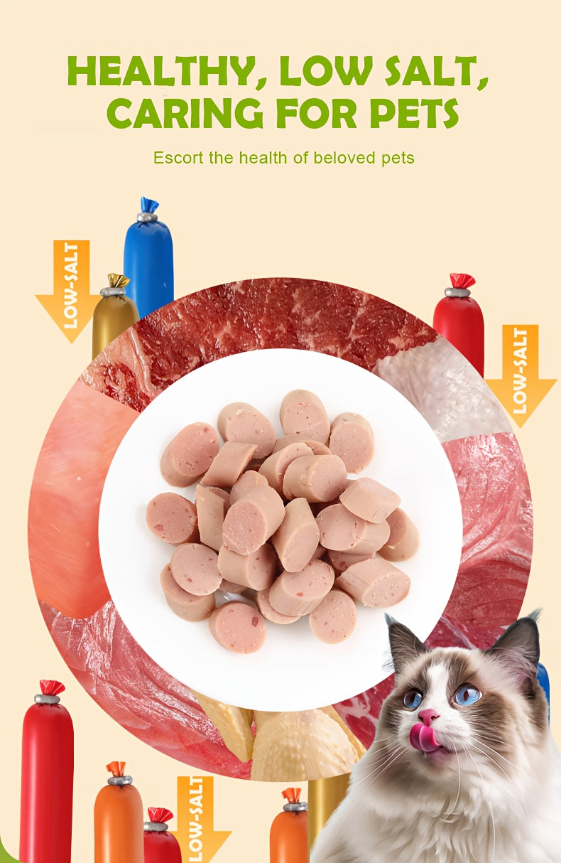 Cat Sausage Treats, Soft Snack Sticks in 16 or 32 Count Packs for Training Rewards and Bonding, Plus Chicken Duck Beef Fish Mixed Flavor Option