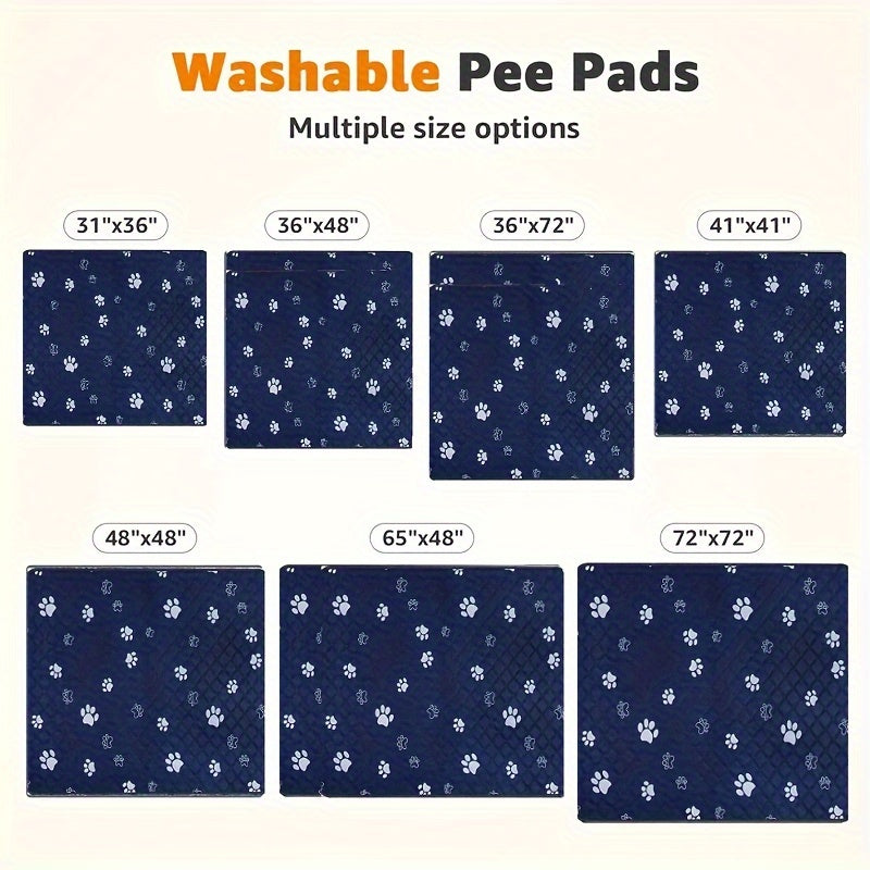 Extra Large Washable Dog Pee Pad 48 x 65 Inches, 1 Pack Reusable Non-Slip Puppy Potty Training and Whelping Mat in Blue or Grey for Home Use