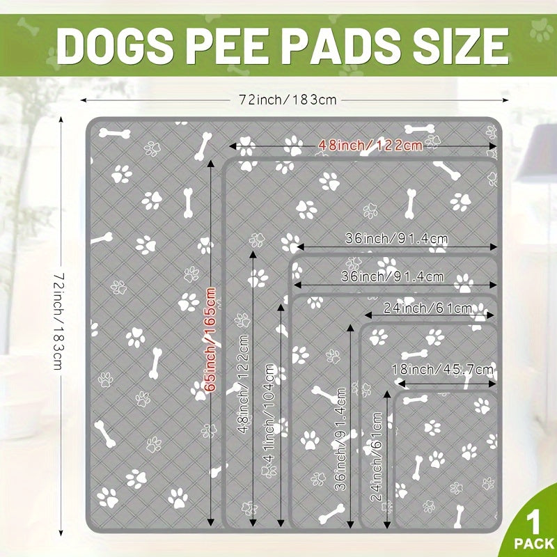 Extra Large Washable Dog Pee Pad 48 x 65 Inches, 1 Pack Reusable Non-Slip Puppy Potty Training and Whelping Mat in Blue or Grey for Home Use