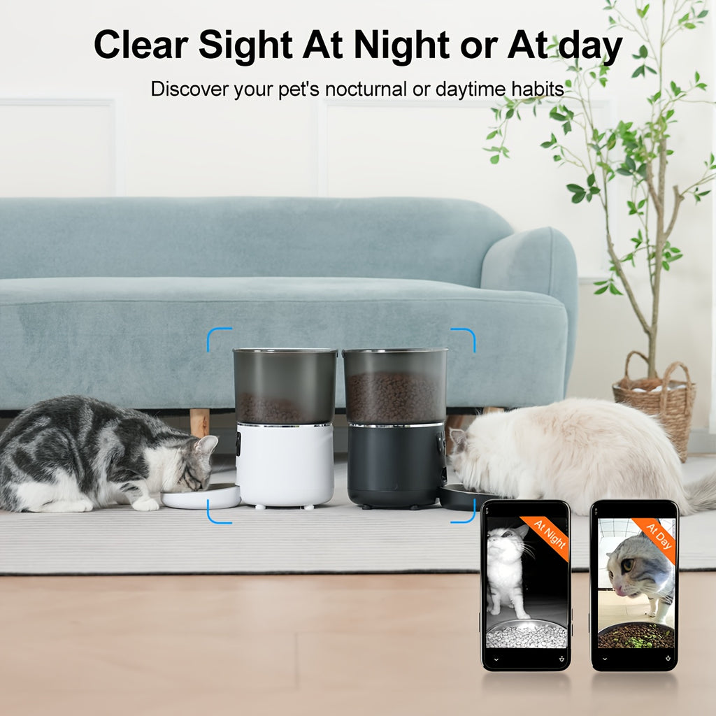 4L Automatic Pet Feeder by NPET, Cat and Dog Food Dispenser with Stainless Steel Bowl, USB or Battery Power and App or Camera Version Options