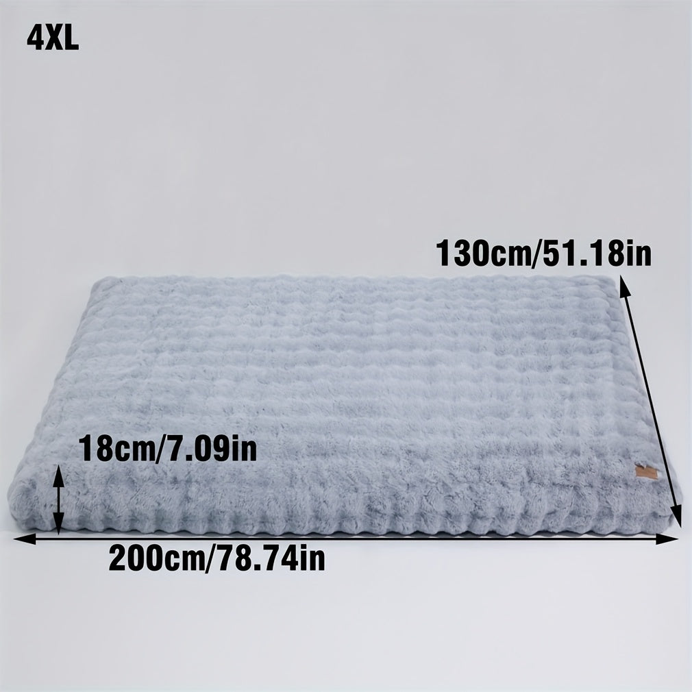Foam Dog Bed with Waffle-Textured Removable Cover, Polyester Pet Crate Mat in Medium to 3XL Sizes for Indoor Rest, Grey or Khaki and Beige