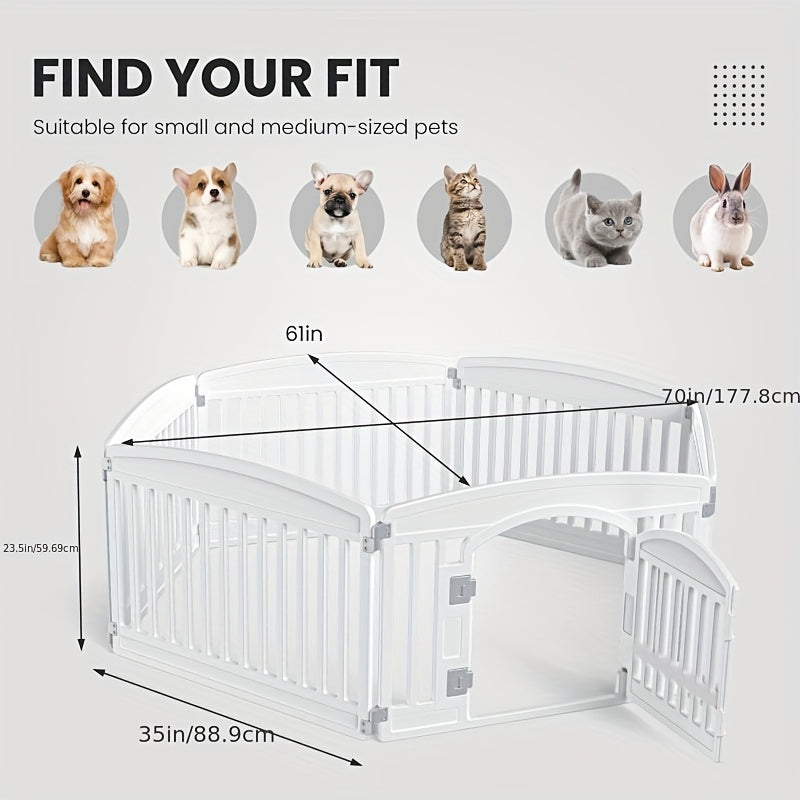 Portable Dog Playpen with Locking Door and Non-Slip Bottom, 4 or 6 Panel Lightweight Puppy Exercise Pen for Indoor and Outdoor Use