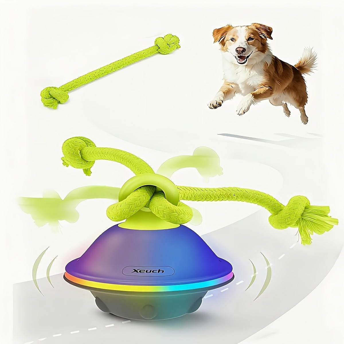 Automatic Rolling Dog Ball with Voice Recording and Rope, Interactive Moving Puppy Toy for Small and Medium Dogs, Supervised Chase Play