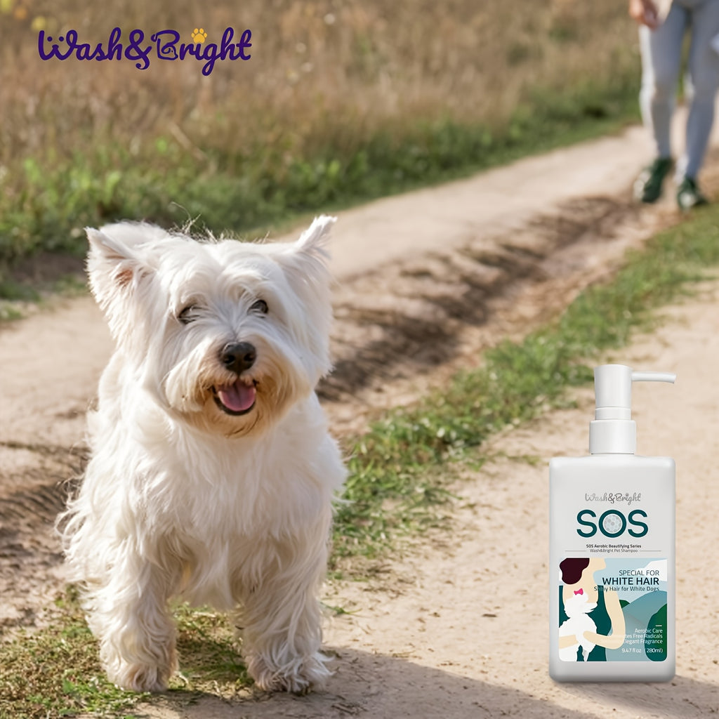 Dog Whitening Shampoo for White Coats, Natural Fragrance & Fluffy Coat Options for At-Home Bath Time and Pet Grooming Care | Goodie Pet