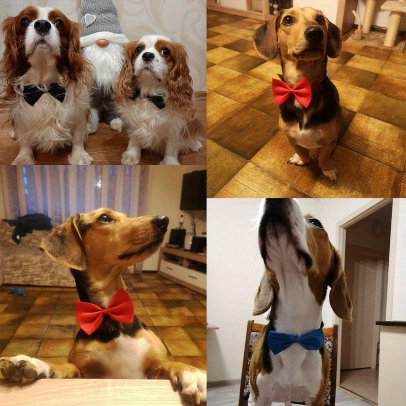 Pet Bow Tie Set 50 Pieces, Random Mixed Color Soft Fabric Dog and Cat Dress-Up Accessories for Grooming Finishes, Birthday Parties and Photo Sessions