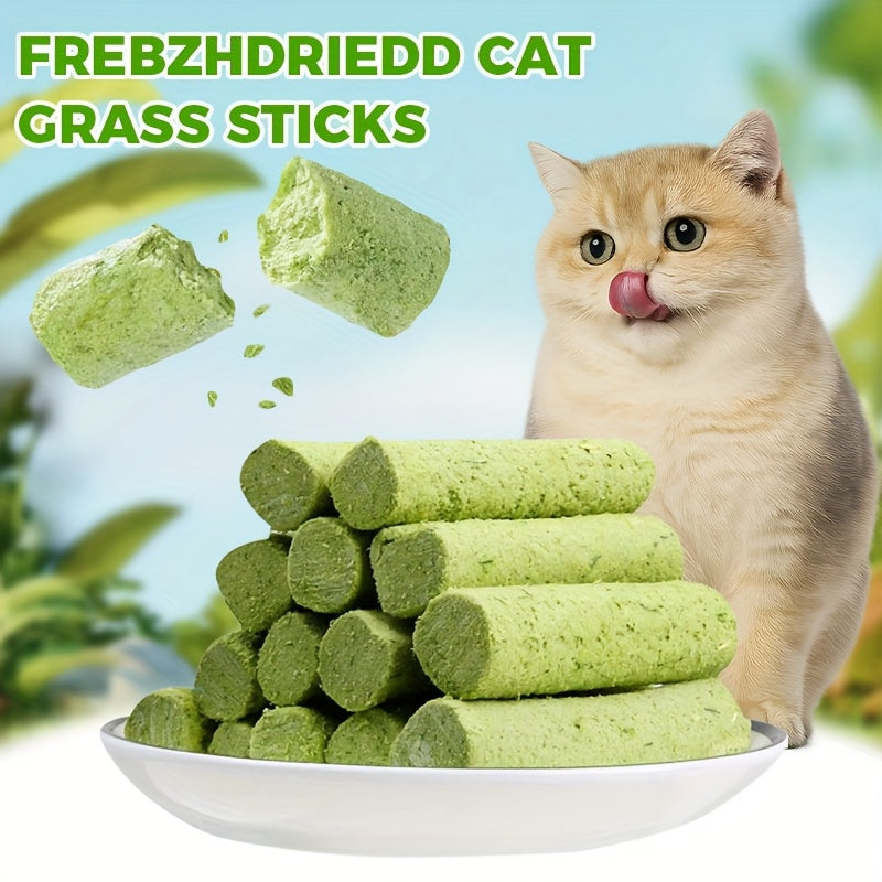 Cat Grass Snack Sticks in 15 or 30 Piece Packs, Edible Chew Treats for Supervised Cat Snack Time, Everyday Rewards and Pet Owner Gift Baskets