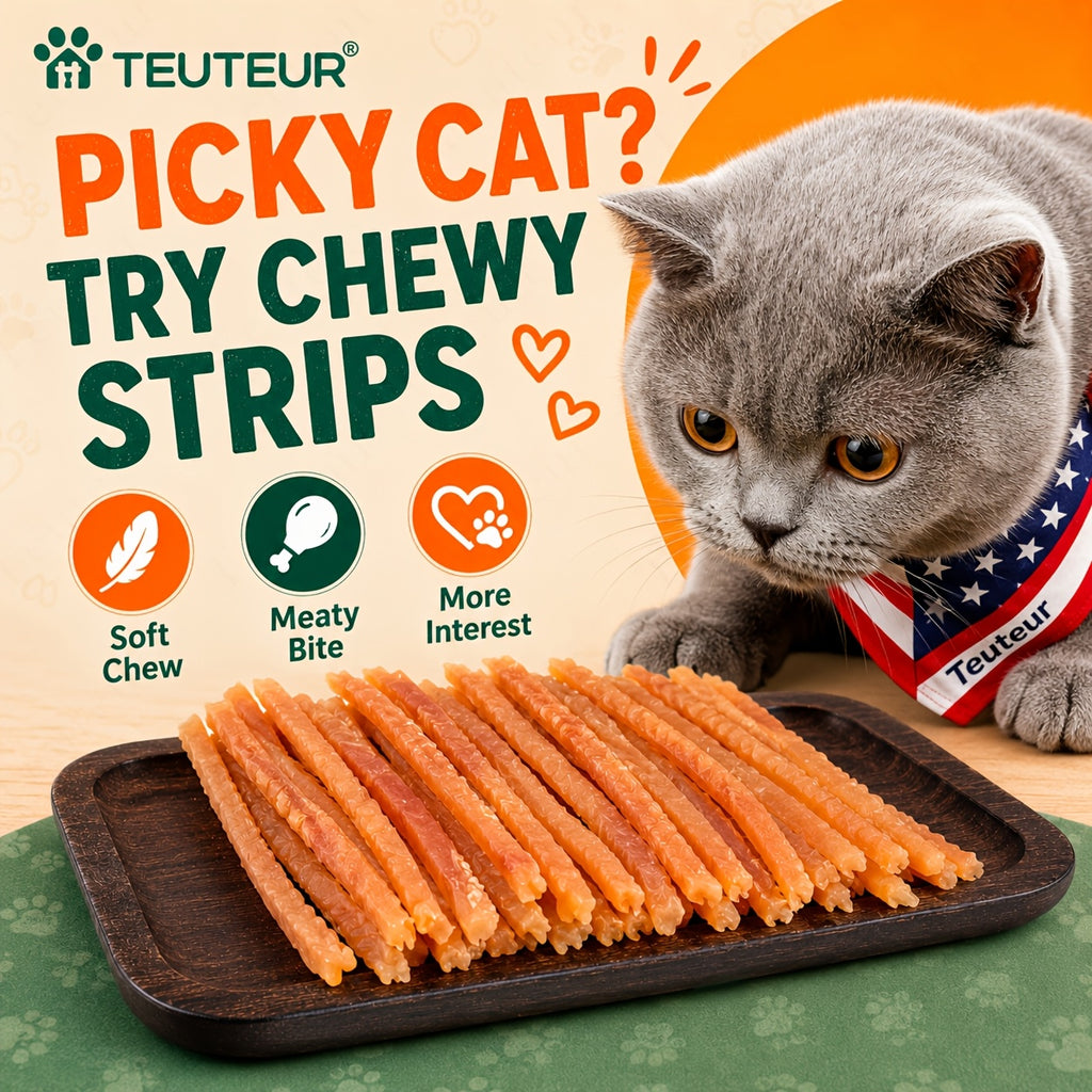 Chicken Jerky Cat Treats with Soft Shreds, Chicken or Chicken and Duck Blend Options for Supervised Snack Time, Training Rewards and Bonding