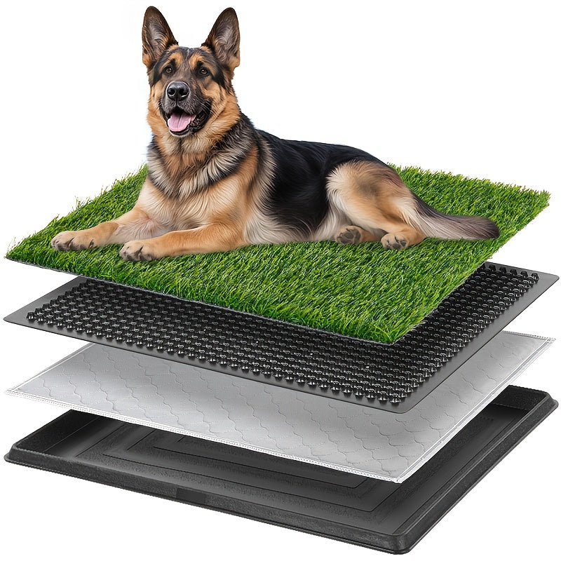 Puppy Grass Potty Training Pad with Tray, Reusable 4-Layer Artificial Turf Dog Toilet in Three Sizes for Apartments, Balconies and RV Travel