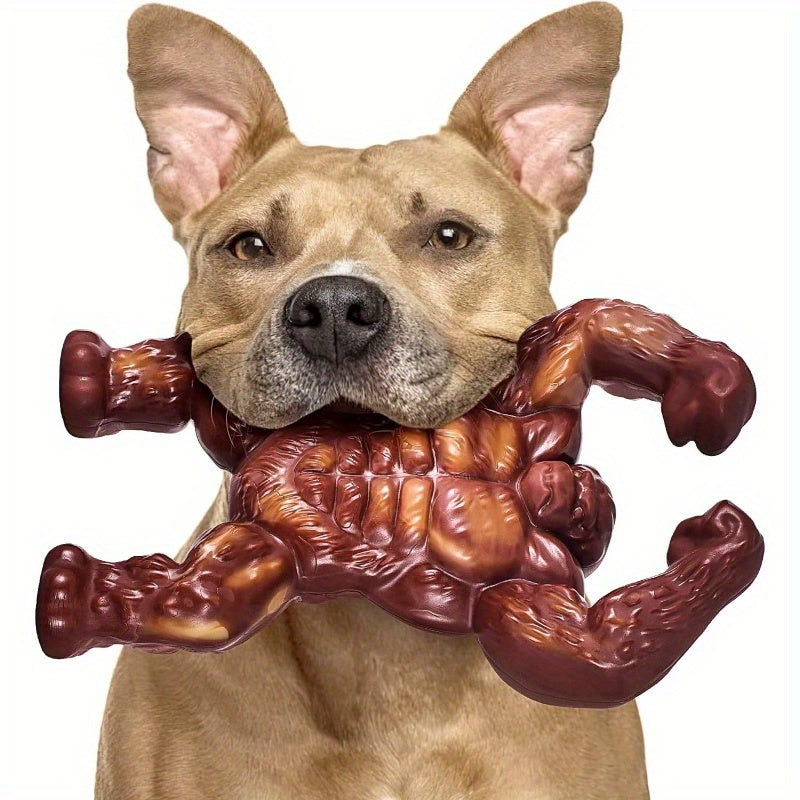 Gorilla Dog Chew Toy for Medium and Large Dogs, Beef-Flavored Brown Nylon Chewing Toy with Textured Shape for Supervised Everyday Play